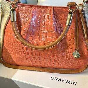 Coral and ivory Brahmin bag